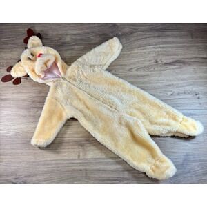 Rudolph Reindeer Christmas Costume Toddler 2T–3T Plush Hood Vintage Outfit Prop